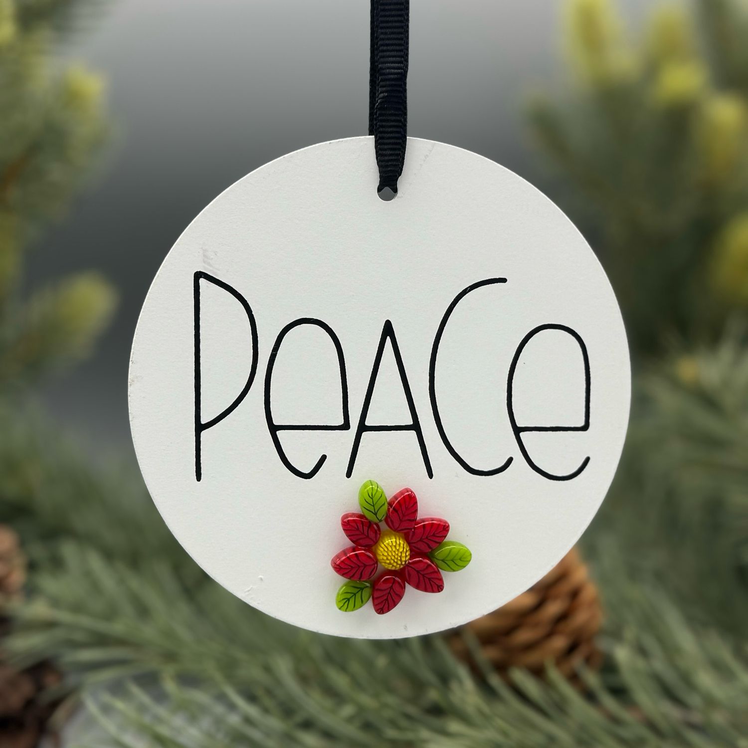 Peace Poinsettia Ornament
