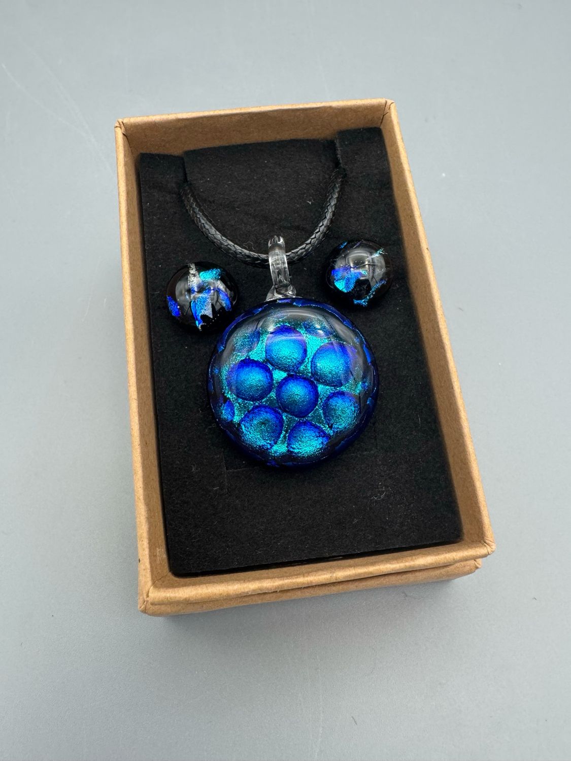 &quot;Dot&quot; Kiln-Formed Fused Dichroic Glass Pendant (and free matching earrings!)