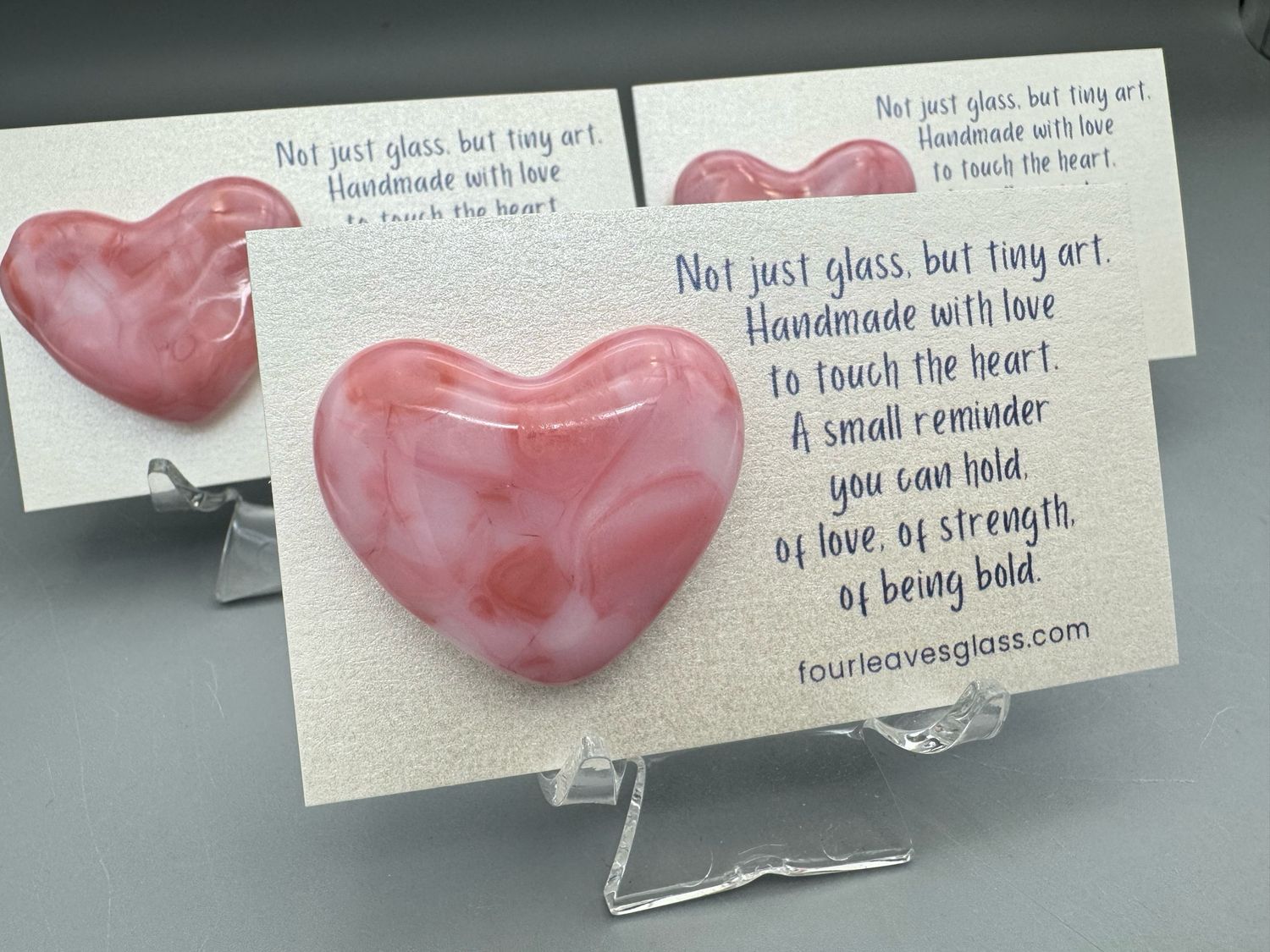 FOUR PACK! Pocket Hearts on Cards MOTTLED PINK