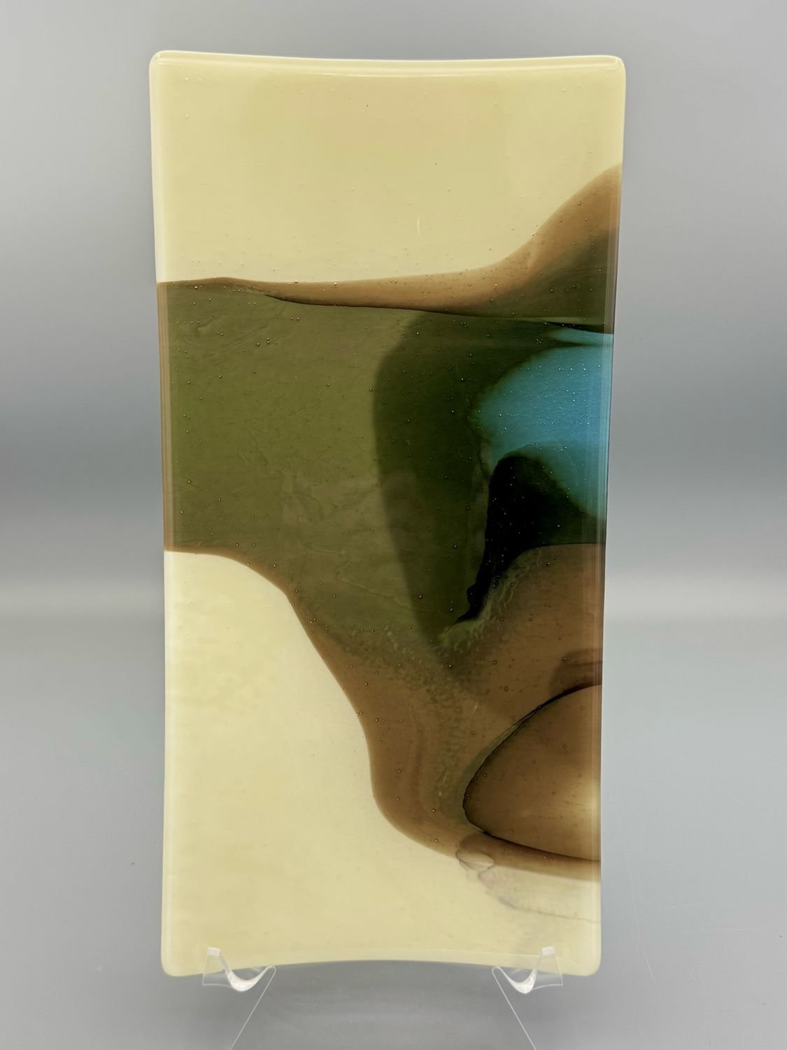 Vanilla and Turquoise Fused Glass Platter