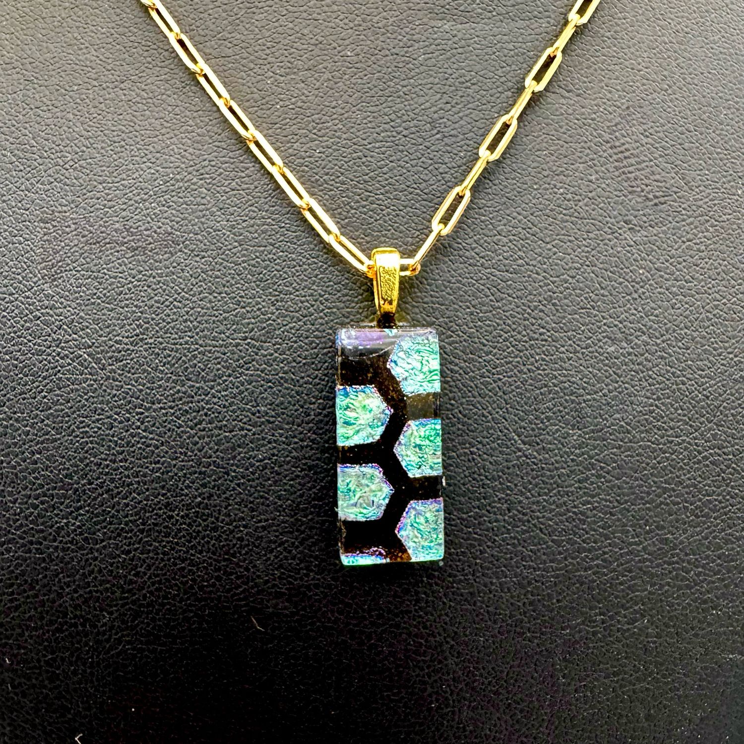 "Olivia" Kiln-Formed Fused Dichroic Glass Pendant Necklace