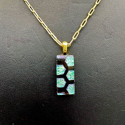 "Olivia" Kiln-Formed Fused Dichroic Glass Pendant Necklace