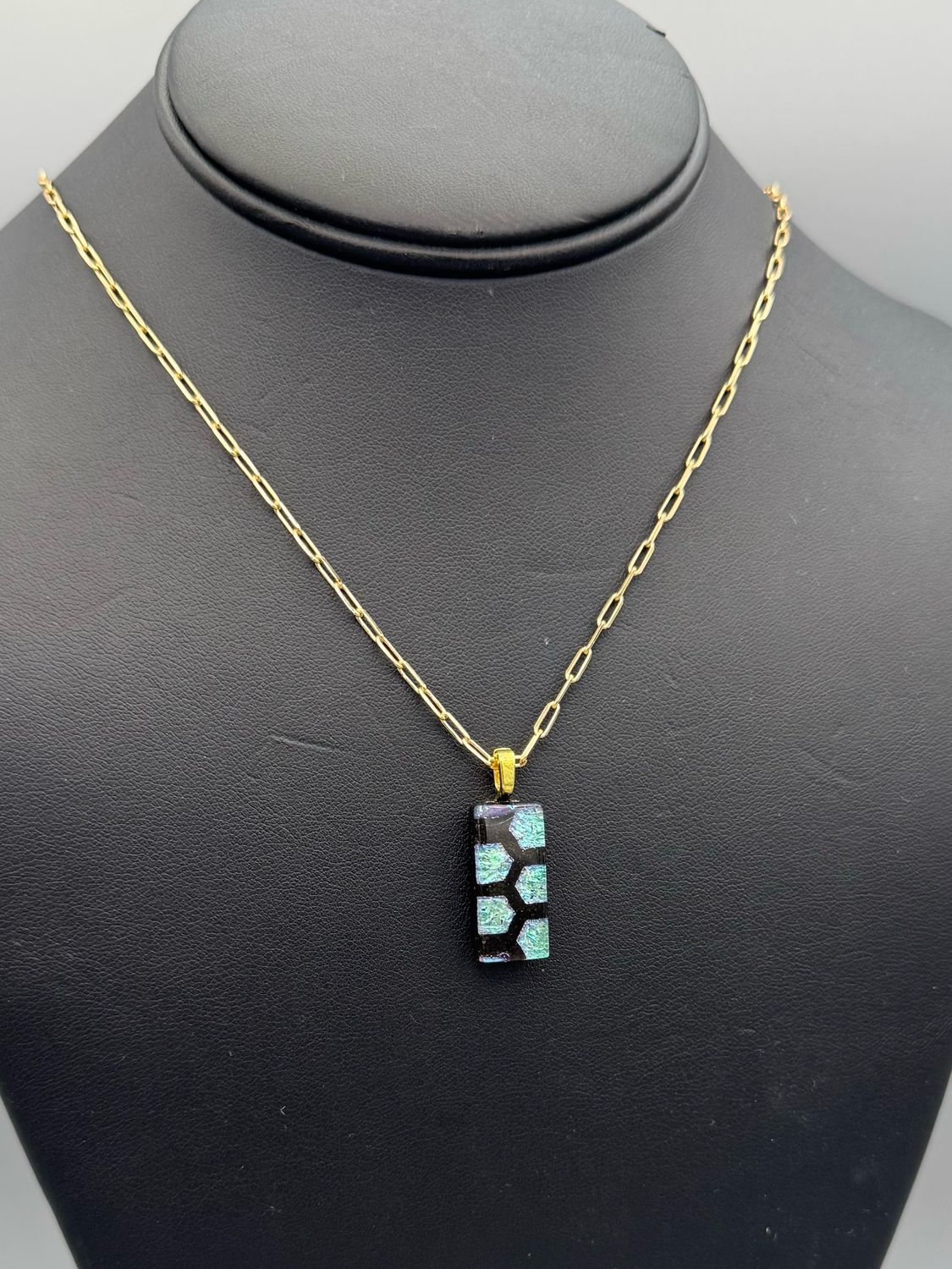 "Olivia" Kiln-Formed Fused Dichroic Glass Pendant Necklace
