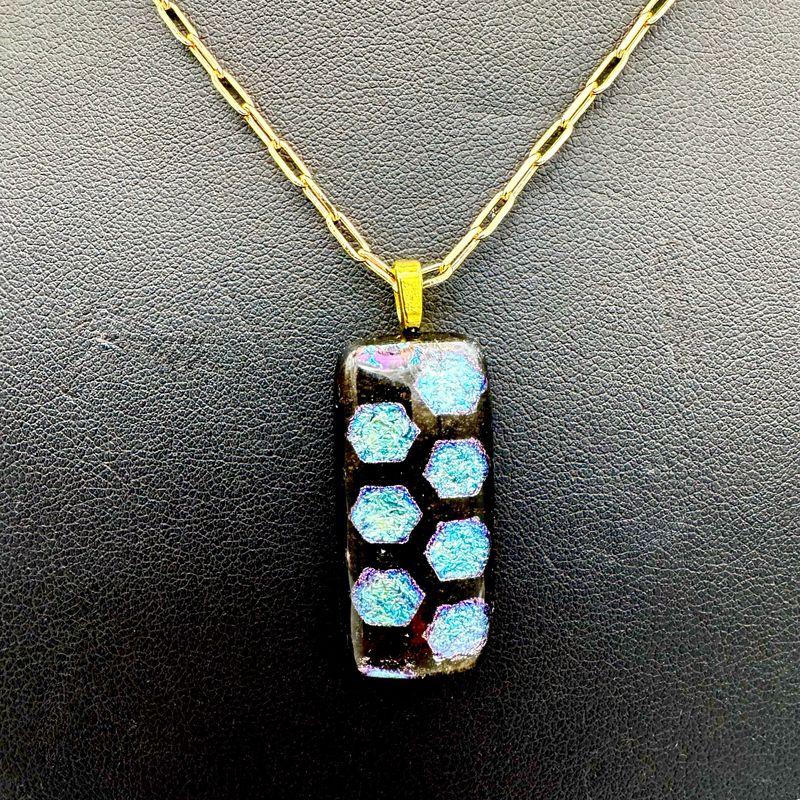 "Ashley" Kiln-Formed Fused Dichroic Glass Pendant Necklace