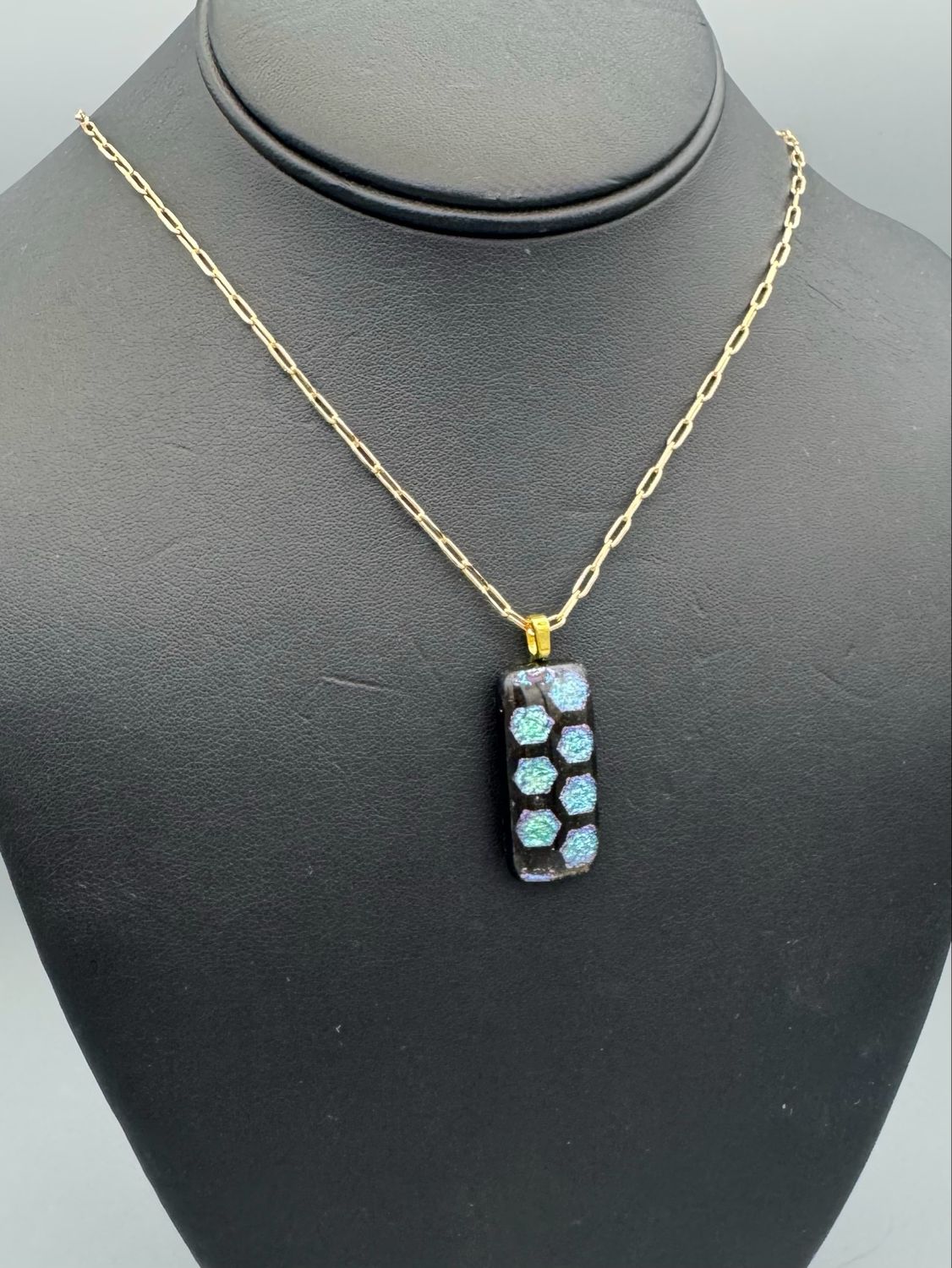 "Ashley" Kiln-Formed Fused Dichroic Glass Pendant Necklace
