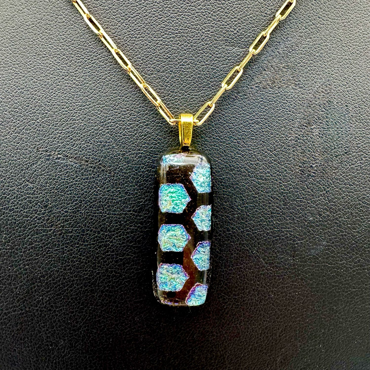 "Emma" Kiln-Formed Fused Dichroic Glass Pendant Necklace