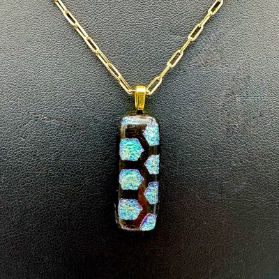 "Emma" Kiln-Formed Fused Dichroic Glass Pendant Necklace "Emma" Kiln-Formed Fused Dichroic Glass Pendant Necklace