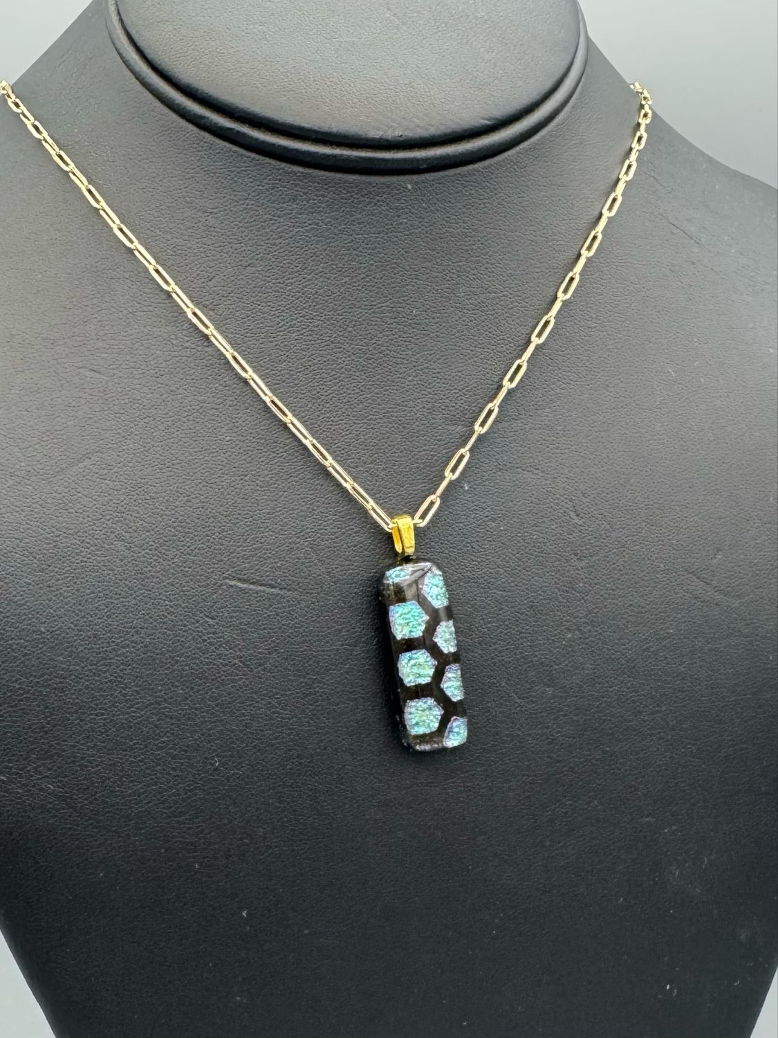 "Emma" Kiln-Formed Fused Dichroic Glass Pendant Necklace