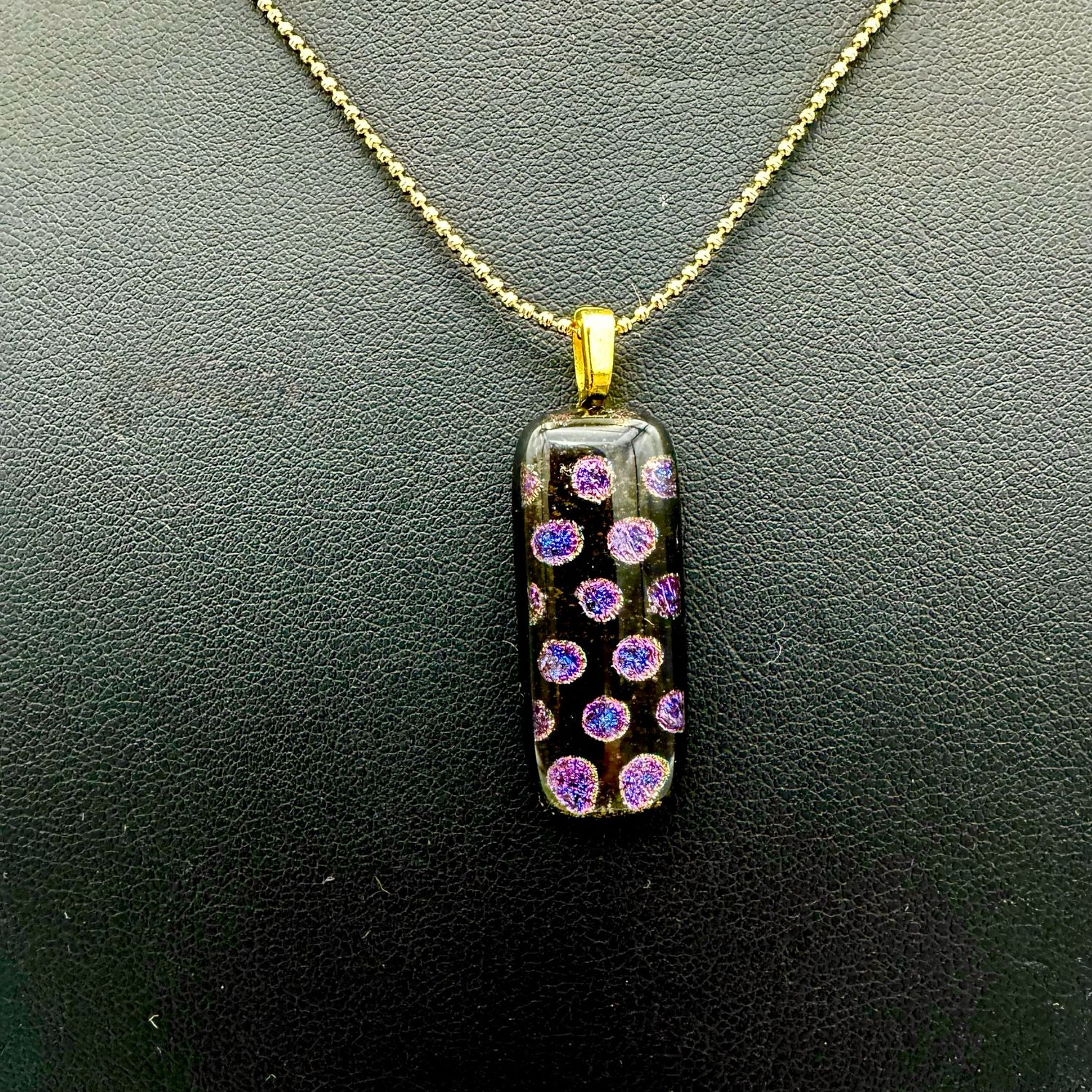 "Mia" Kiln-Formed Fused Dichroic Glass Pendant Necklace