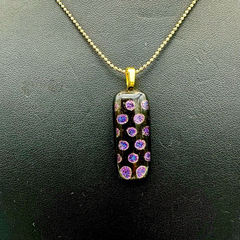 "Mia" Kiln-Formed Fused Dichroic Glass Pendant Necklace