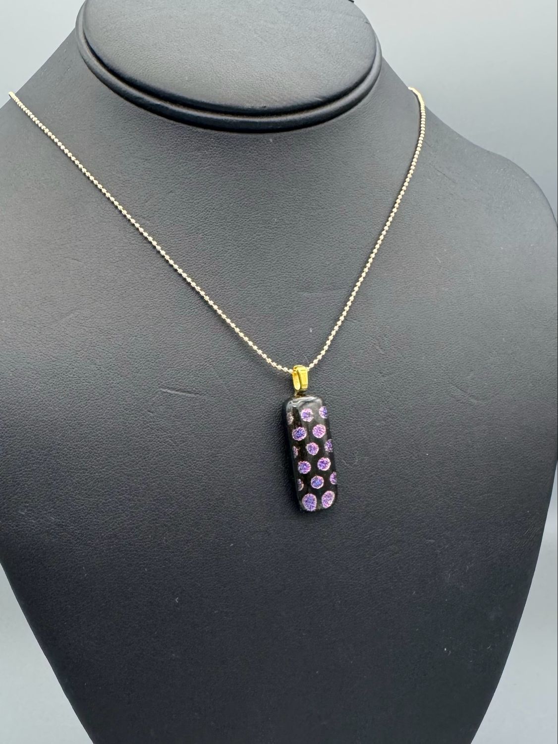 "Mia" Kiln-Formed Fused Dichroic Glass Pendant Necklace