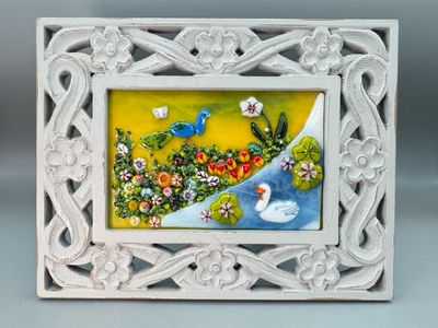 4 x 6" Peacock and Swan Panel