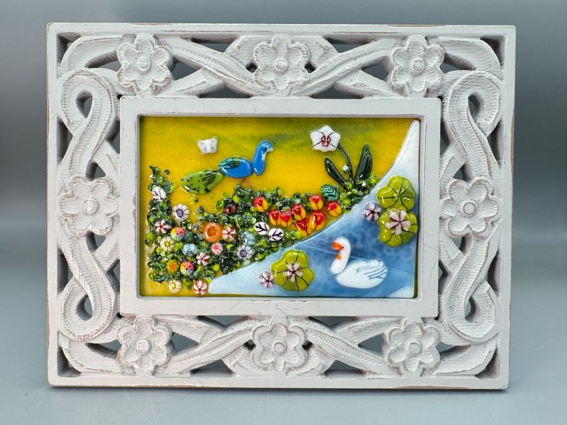 4 x 6" Peacock and Swan Panel