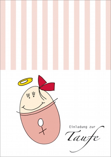 Lustige Illustrierte Einladungskarte Zur Taufe Kleines Madchens Mit Heiligenschein Artnr Fb 0 601