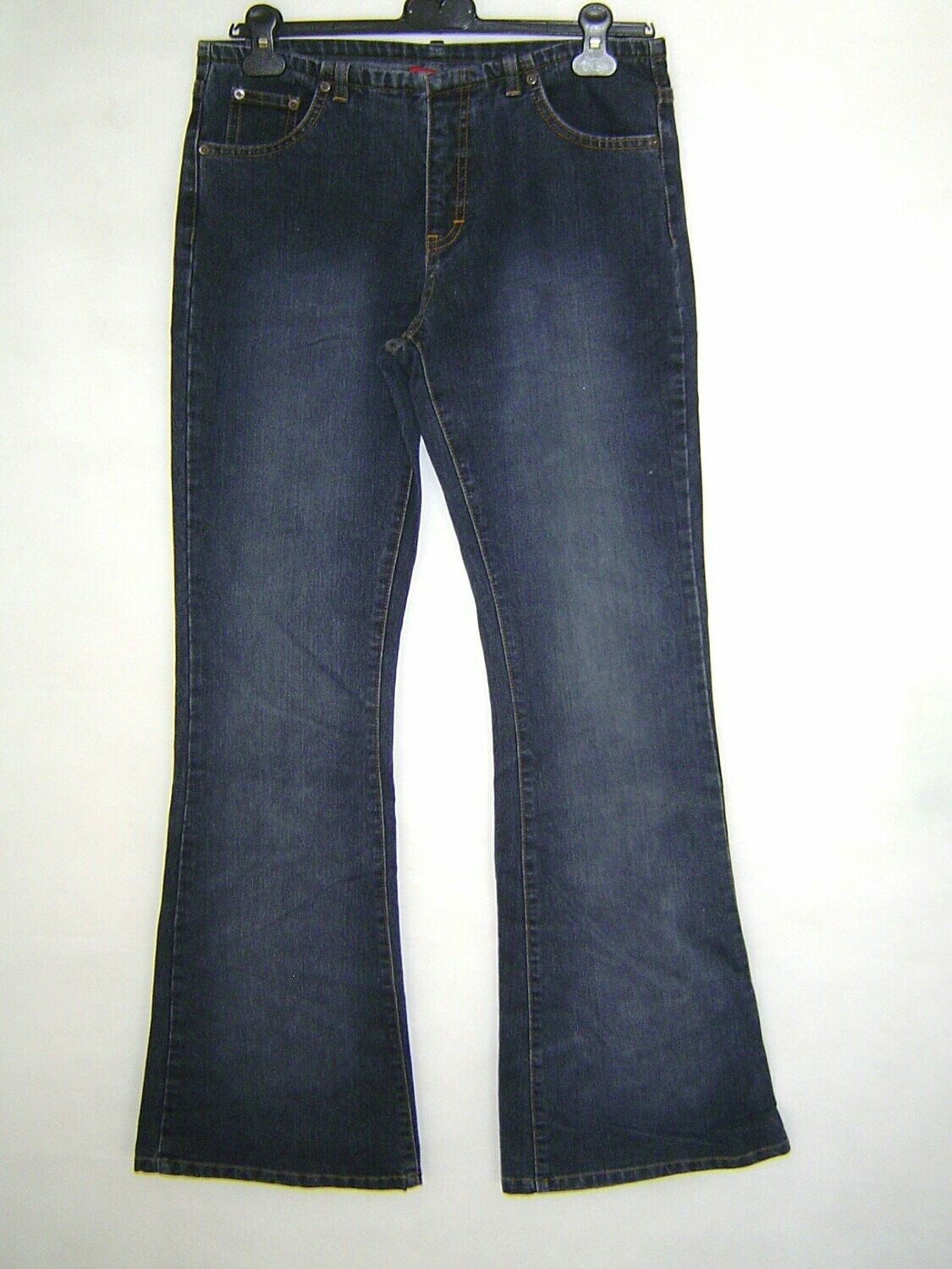 JST Damen Jeans Hose Gr. 36 blau mit Schlag ohne Bund Hüfthose 85cm  Innenbeinlänge