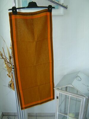 VINTAGE 70er Jahre Läufer Tischdecke 100cm x 40cm orange braun Polyacryl