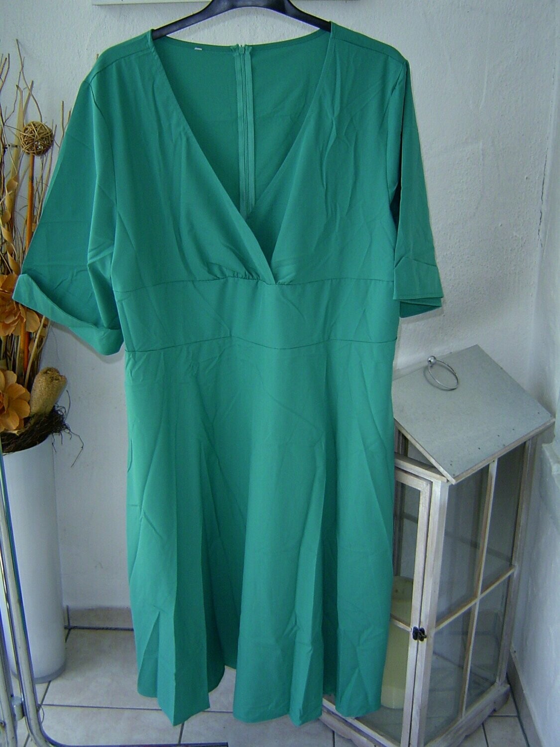 Damen Kleid Gr. 52 türkis Halbarm Länge 120cm
