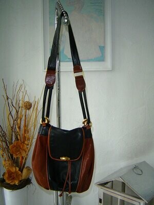 Damen Handtasche Leder schwarz braun 30x30x19cm