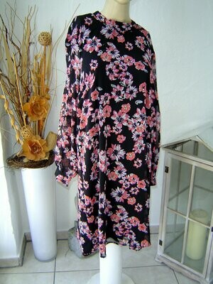 esmara Damen Kleid Gr. 44 schwarz rosa geblümt