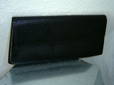 Damen Handtasche clutch schwarz 29x14cm Leder VINTAGE 60 Jahre