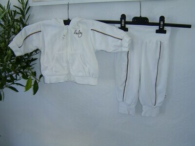 H&M Baby Freizeit Anzug Gr. 56 Nikki Plüsch weiß 2tlg.