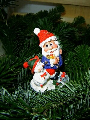 Polyresin Weihnachtszwerg mit Schneemann 7x5x4cm