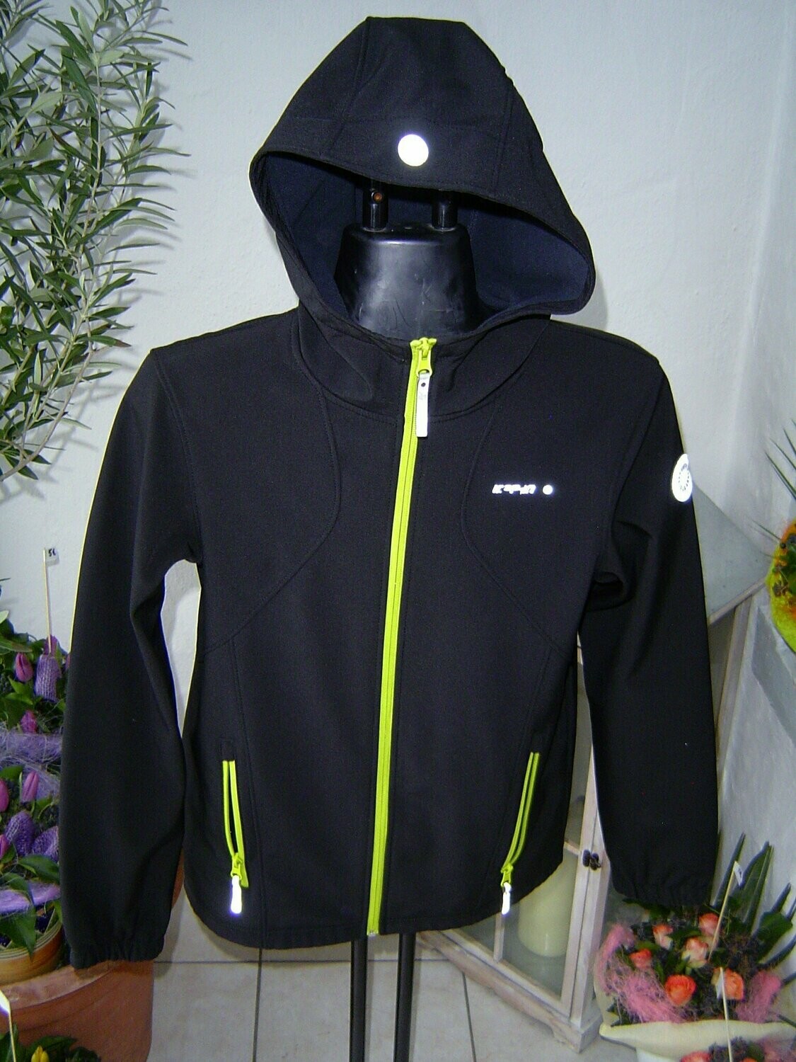 Icepeak Softshelljacke Gr. 164 schwarz gelb Kapuze