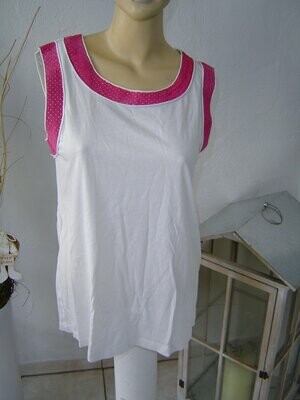 Damen Tanktop Shirt Gr. 40 weiß pink 80er Jahre