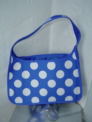 Damen Handtasche Textil blau weiß gepunktet dots 22x37x12cm