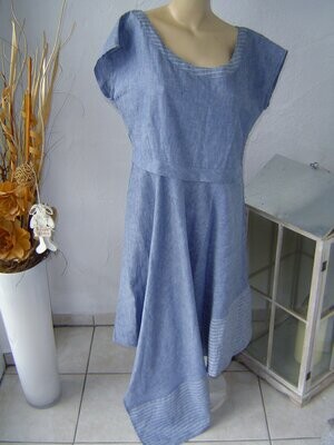 OCCA Damen Kleid Gr. 42, 44 blau Zipfelkleid 100% Leinen