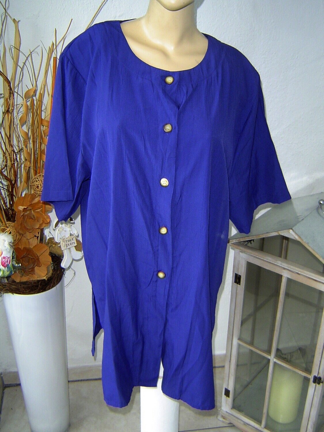C&A Damen Bluse Gr. 46 blau Longbluse VINTAGE 90er Jahre