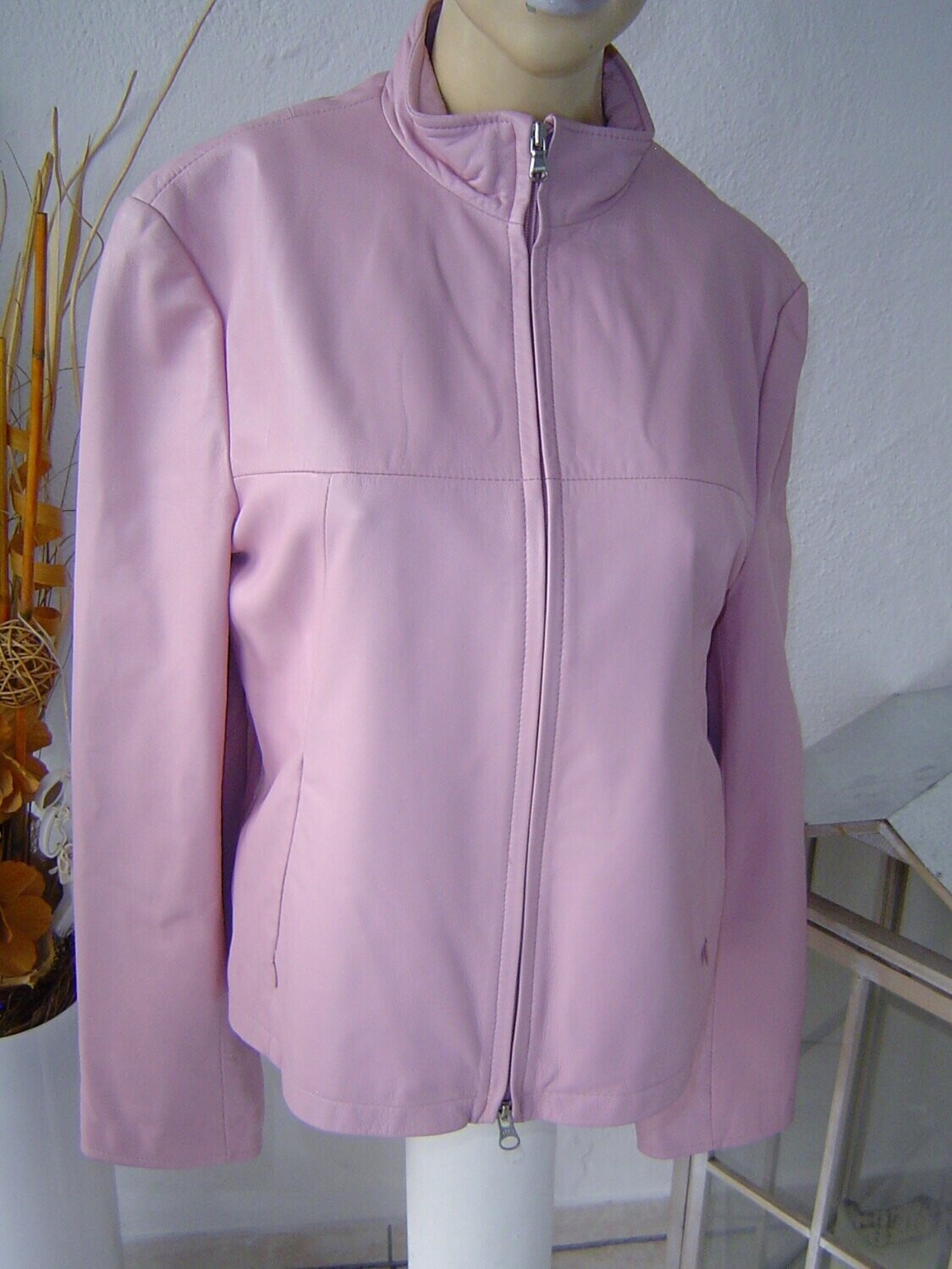 CINQUE Damen Jacke Gr. 40 rosa Lederjacke Leder (Lamm Nappa)