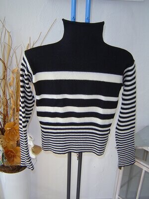 GIANFRANCO FERRE Mädchen Pullover Gr. 158 schwarz weiß gestreift Wolle