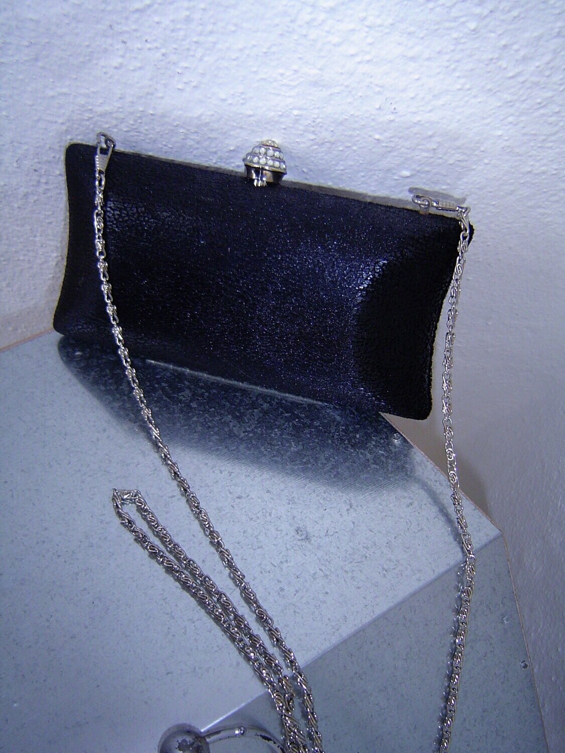 Damen Abendhandtasche schwarz Handtasche Box Tasche