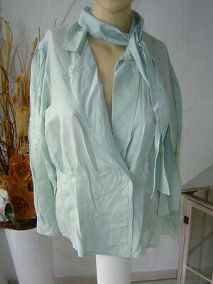 Damen Bluse Gr. 40 pastell türkis Seidenbluse Vintage 90er Jahre
