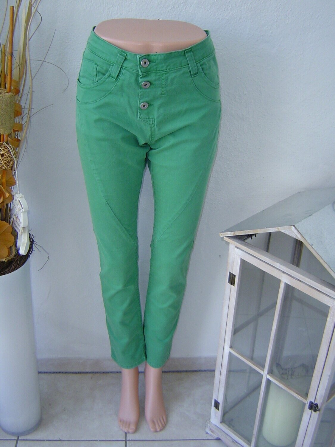 PLEASE Damen Jeanshose Gr. 36, 38 (S) Jeans Hose grün stretch