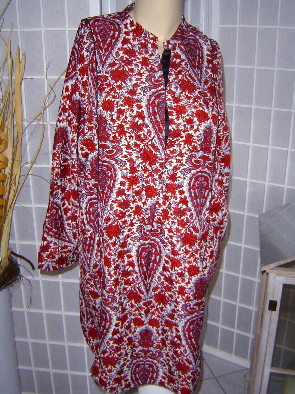 MISS K Damen Tunika Bluse Gr. 38, 40 rot floral gemustert Longbluse