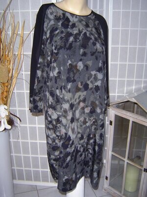 KOCCA Damen Kleid Gr. 42 (XL) gemustert grau schwarz knielang