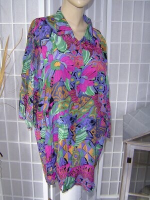 Damen Bluse Gr. 44 multicolor bunt gemustert Einzelstück Vintage 80er Jahre
