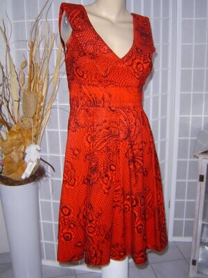 Damen Kleid Gr. 34 rot schwarz Brandsamt gemustert VINTAGE 60er Jahre