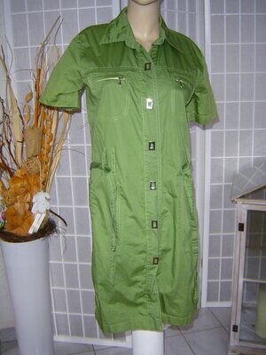 faber Damen Kleid Gr. 36 grün komplett knöpfbar + Gürtel Knielang