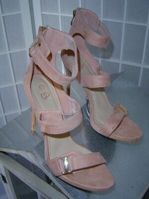 Damen Sandaletten Gr. 40 rosa 12cm High Heels Stiletto