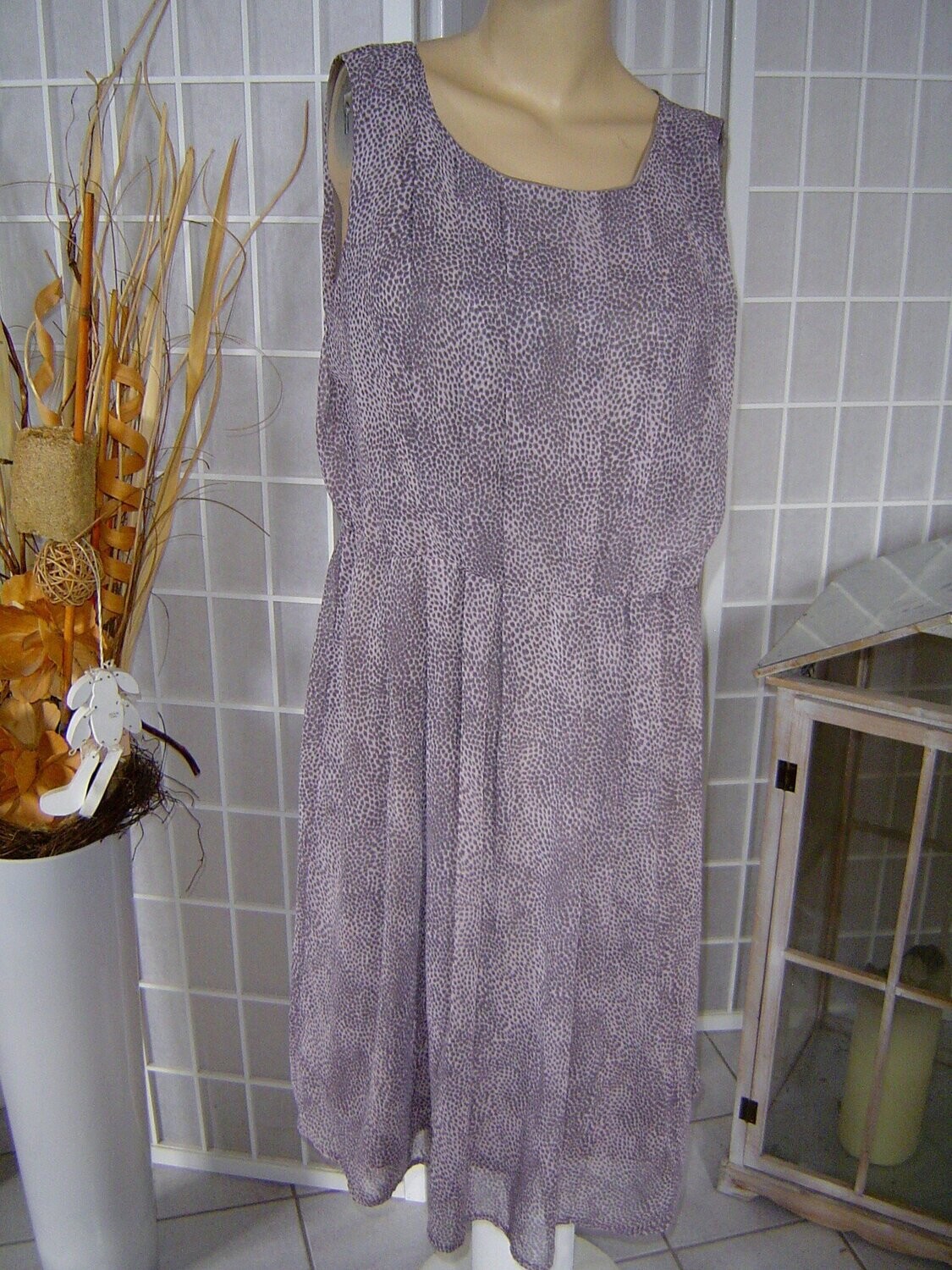 Orsay Damen Kleid Gr. 40 grau gemustert armlos