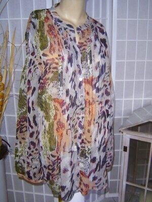 Linea Tesini Damen Bluse Gr. 44, 46 bunt Tiermuster transparent