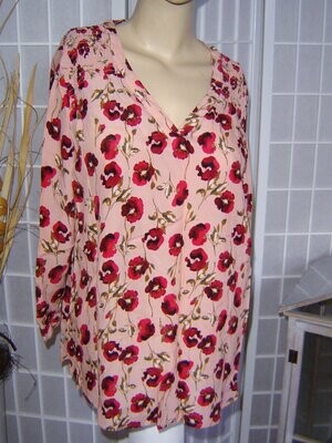 Street One Damen Bluse Gr. 40 rosa rot floral Blumen Muster Schlupfbluse