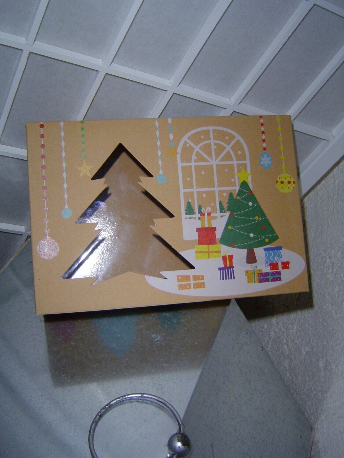 Karton Plätzchen Box 22,5x15,5x7cm mit Sichtfenster Tannenbaum