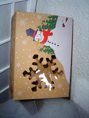 Karton Plätzchen Box 22,5x15,5x7cm mit Sichtfenster Schneeflocke