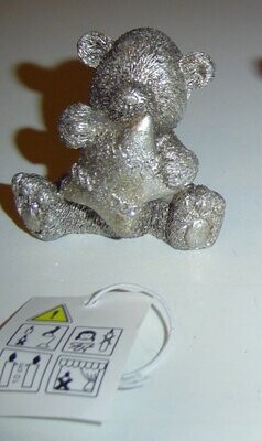 Polyresin Bär mit Stern grau silber Glitter 5x4x5cm Bärchen Figur