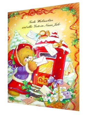Weihnachtskarte Bärchen am Briefkasten Karte zu Weihnachten Grußkarte