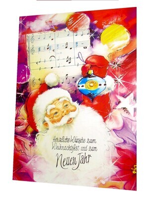 bezaubernde Weihnachtskarte - Nikolaus mit Noten Karte zu Weihnachten Grußkarte